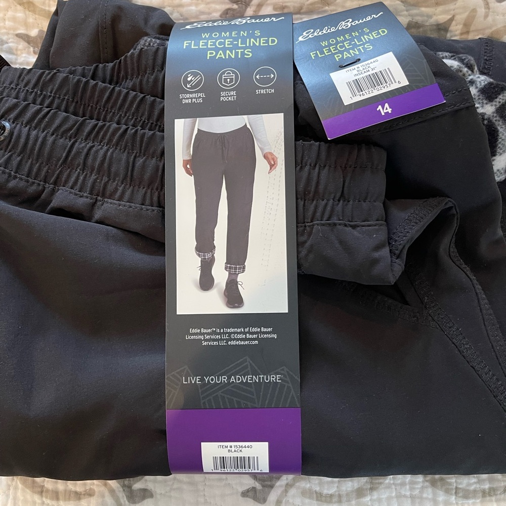 Eddie Bauer Black Fleece-Lined Track Pants